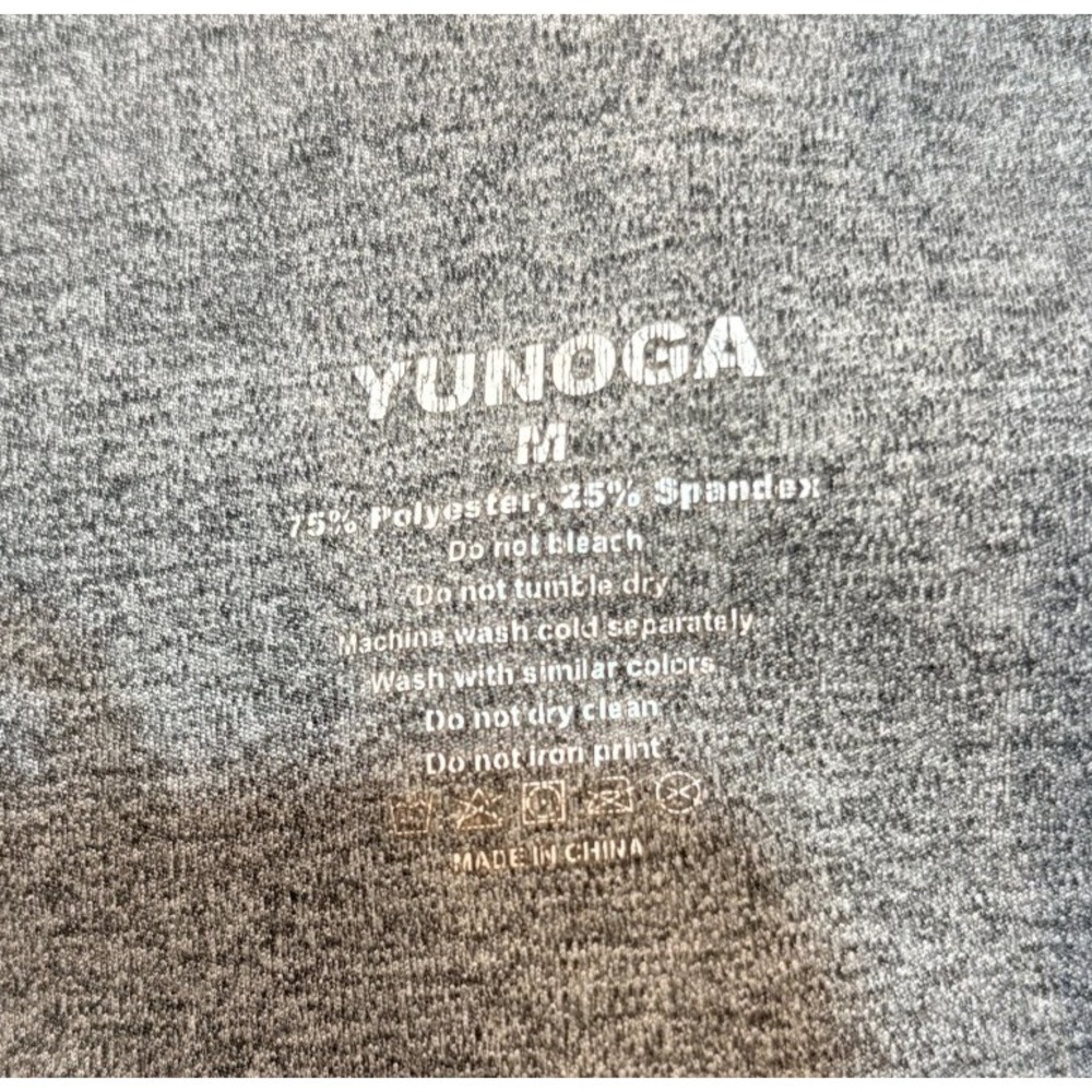 YUNOGA Women's High Waist Yoga Pants M Heathered Grey 75/25 Stretch Leggings - Picture 3 of 7